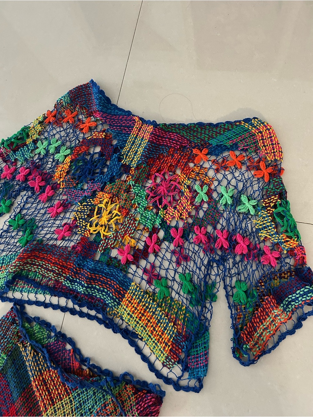 Brazilian handmade Multicolor Crochet Two-Piece Dress Set cover up unique - Picture 2 of 6